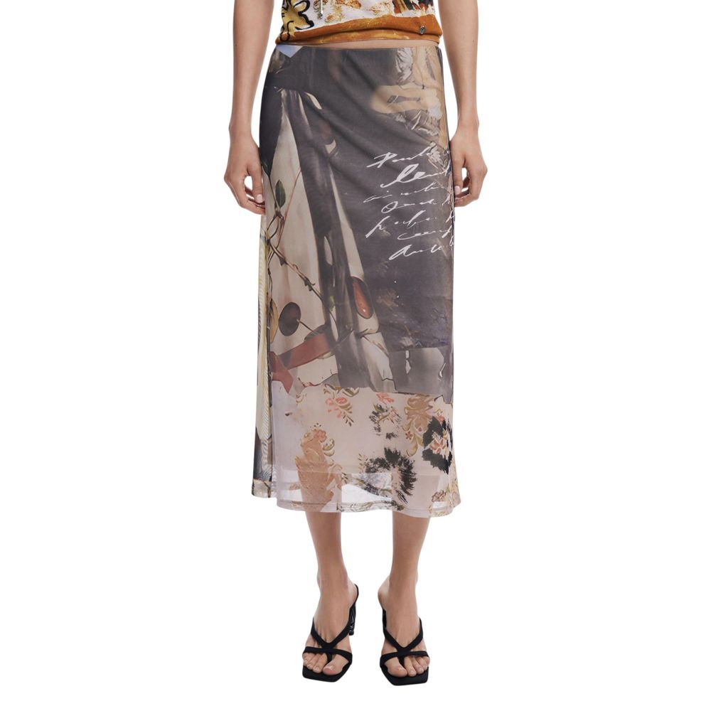 Desigual Beige Polyester Long Skirt | Regal Royce