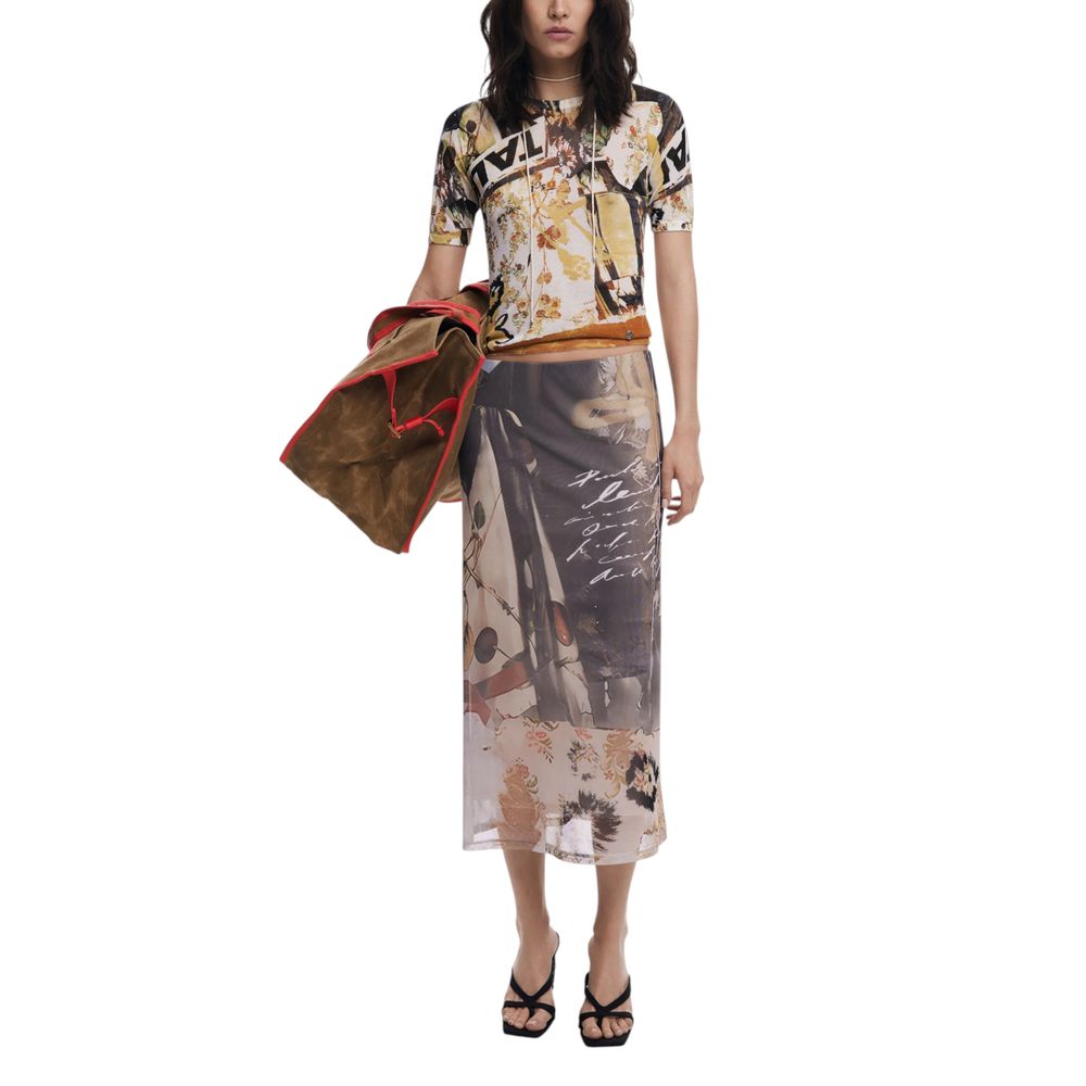 Desigual Beige Polyester Long Skirt | Regal Royce
