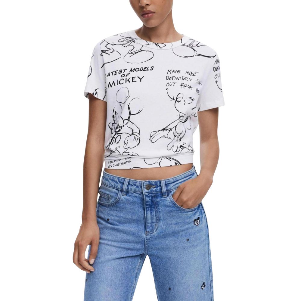 Desigual White Cotton T-Shirt | Regal Royce