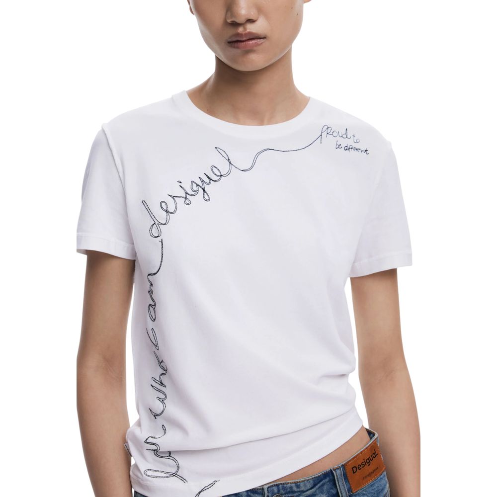 Desigual White Cotton T-Shirt | Regal Royce