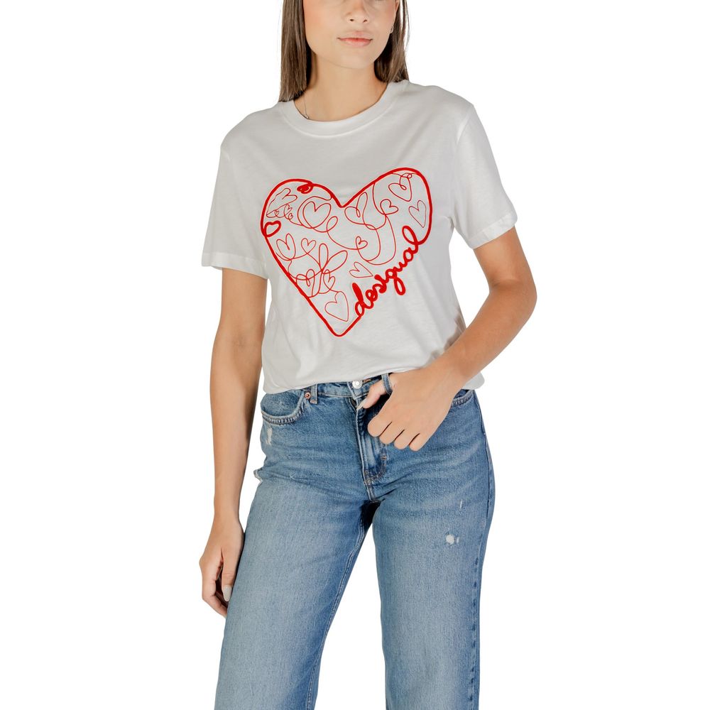 Desigual White Cotton T-Shirt | Regal Royce