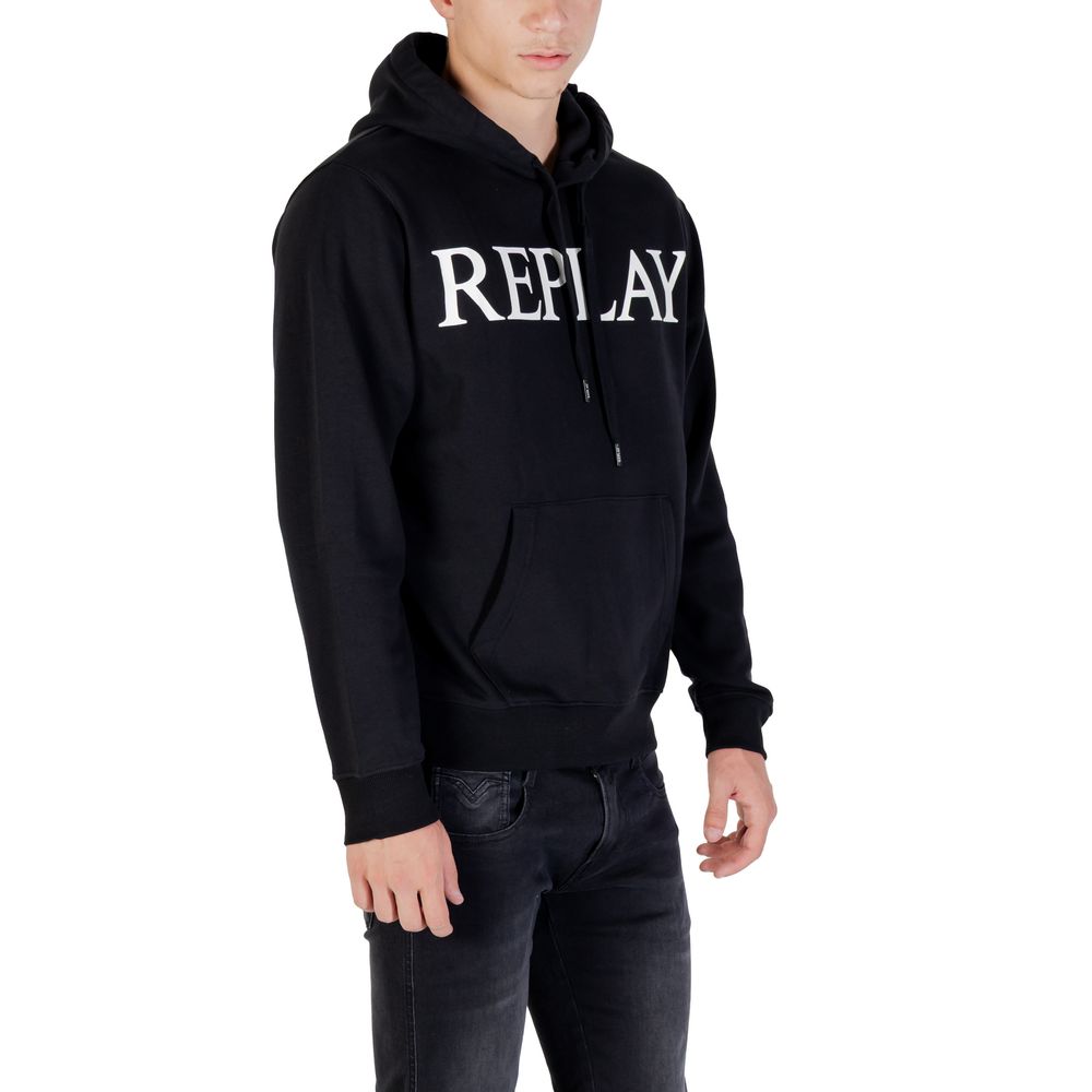 Replay Black Cotton Hoodie | Regal Royce