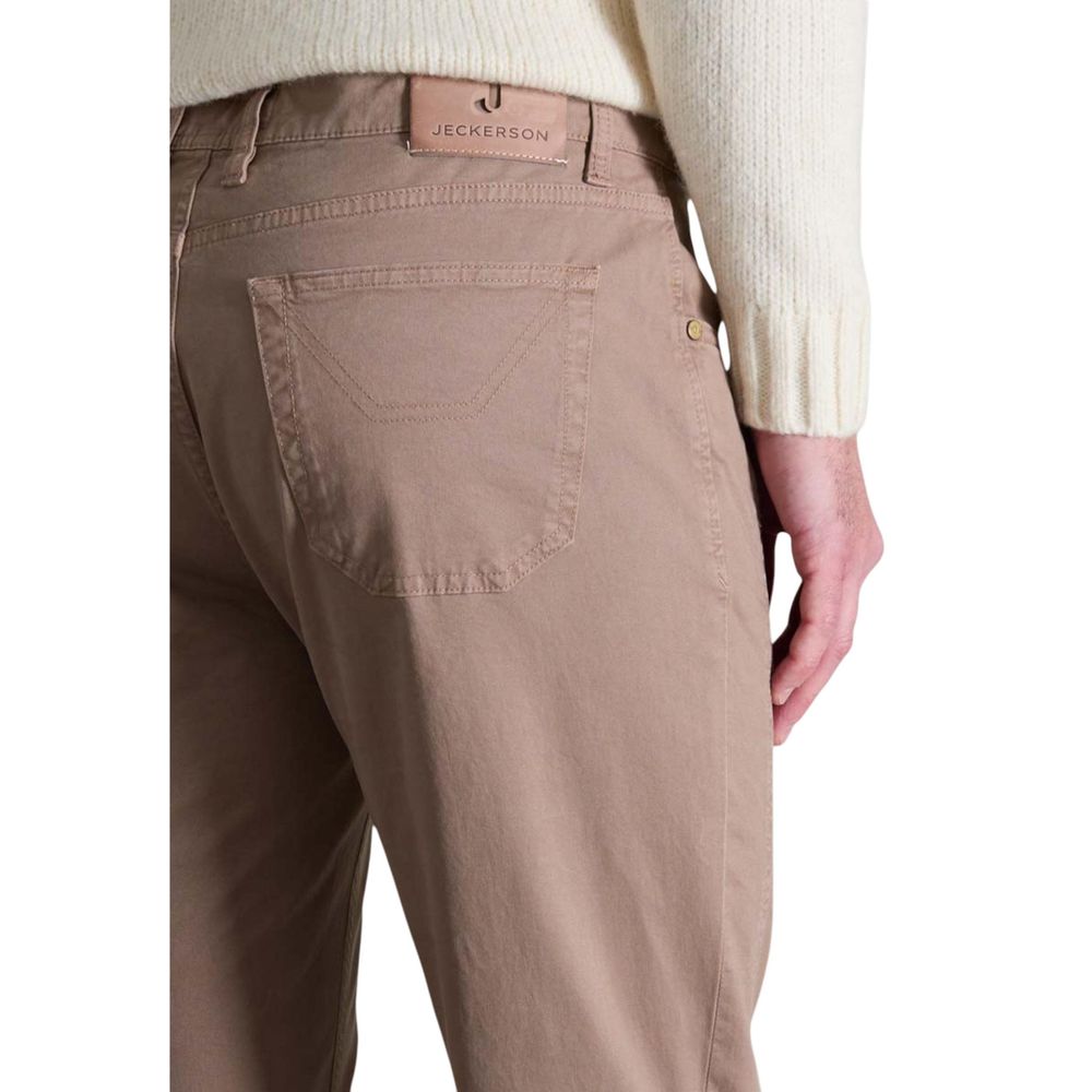 Jeckerson Beige Cotton Skinny Pants | Regal Royce