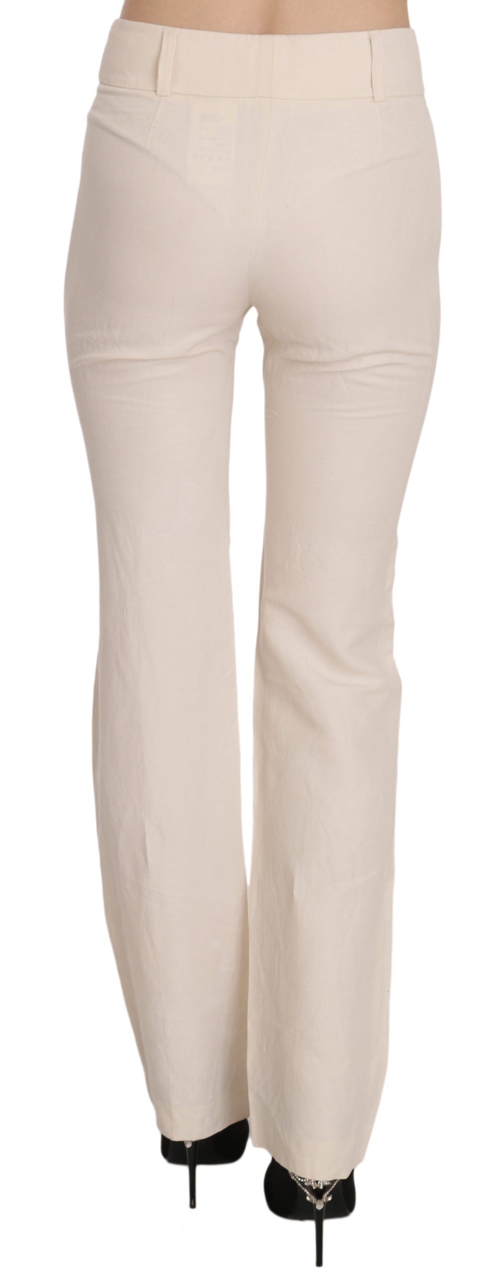 LAUREL White High Waist Silk Blend Flared Dress Trousers Pants | Regal Royce