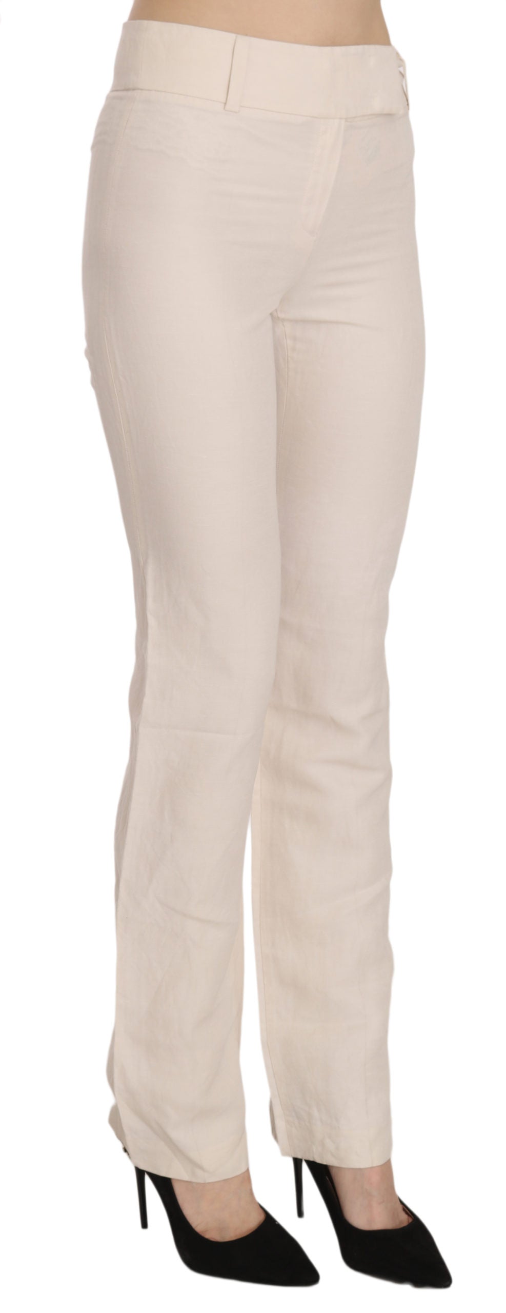 LAUREL White High Waist Silk Blend Flared Dress Trousers Pants | Regal Royce