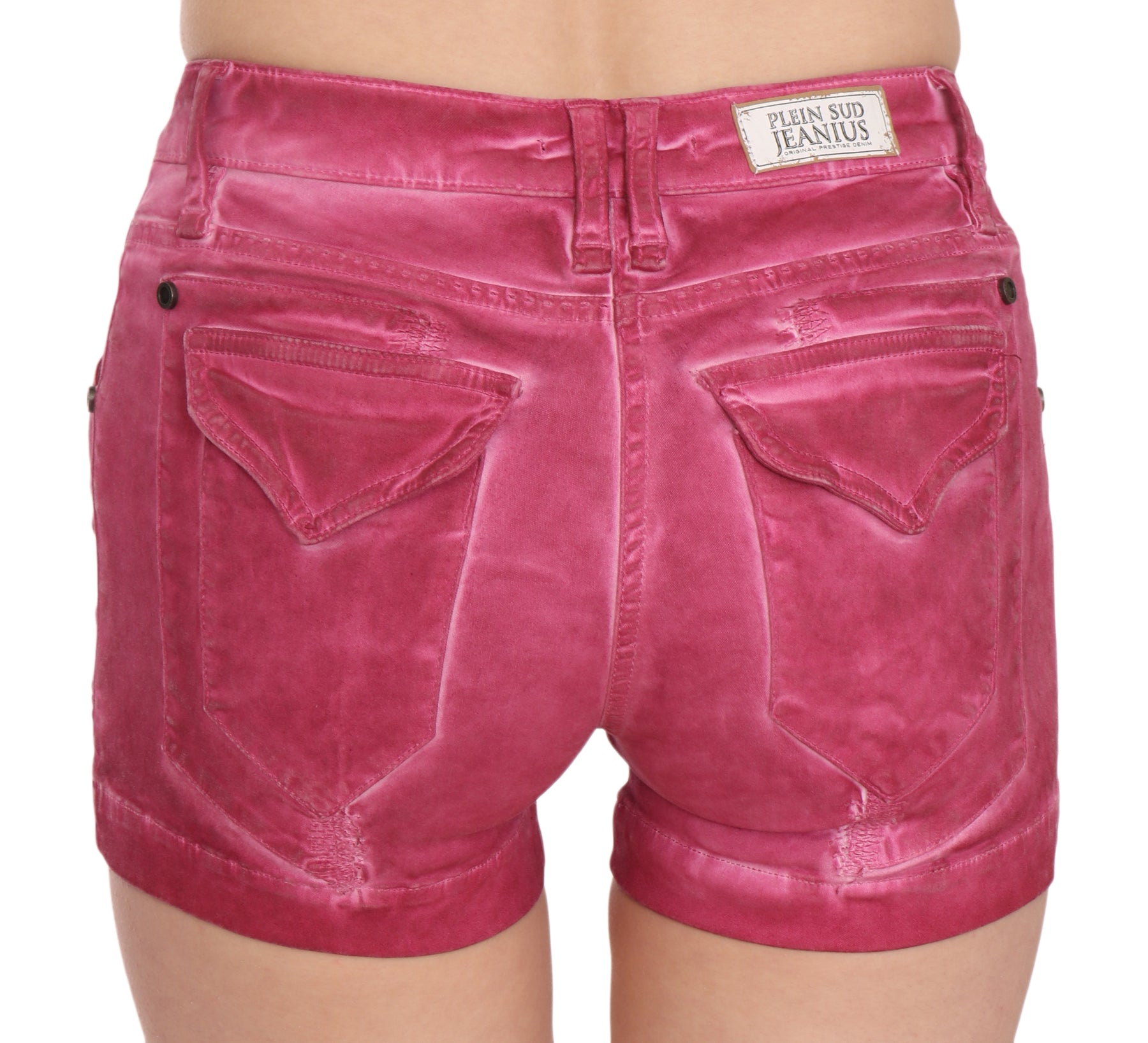 PLEIN SUD Pink Mid Waist Cotton Mini Denim Shorts | Regal Royce