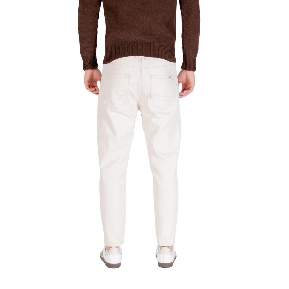Gianni Lupo Cream Cotton Relaxed Fit Jeans | Regal Royce