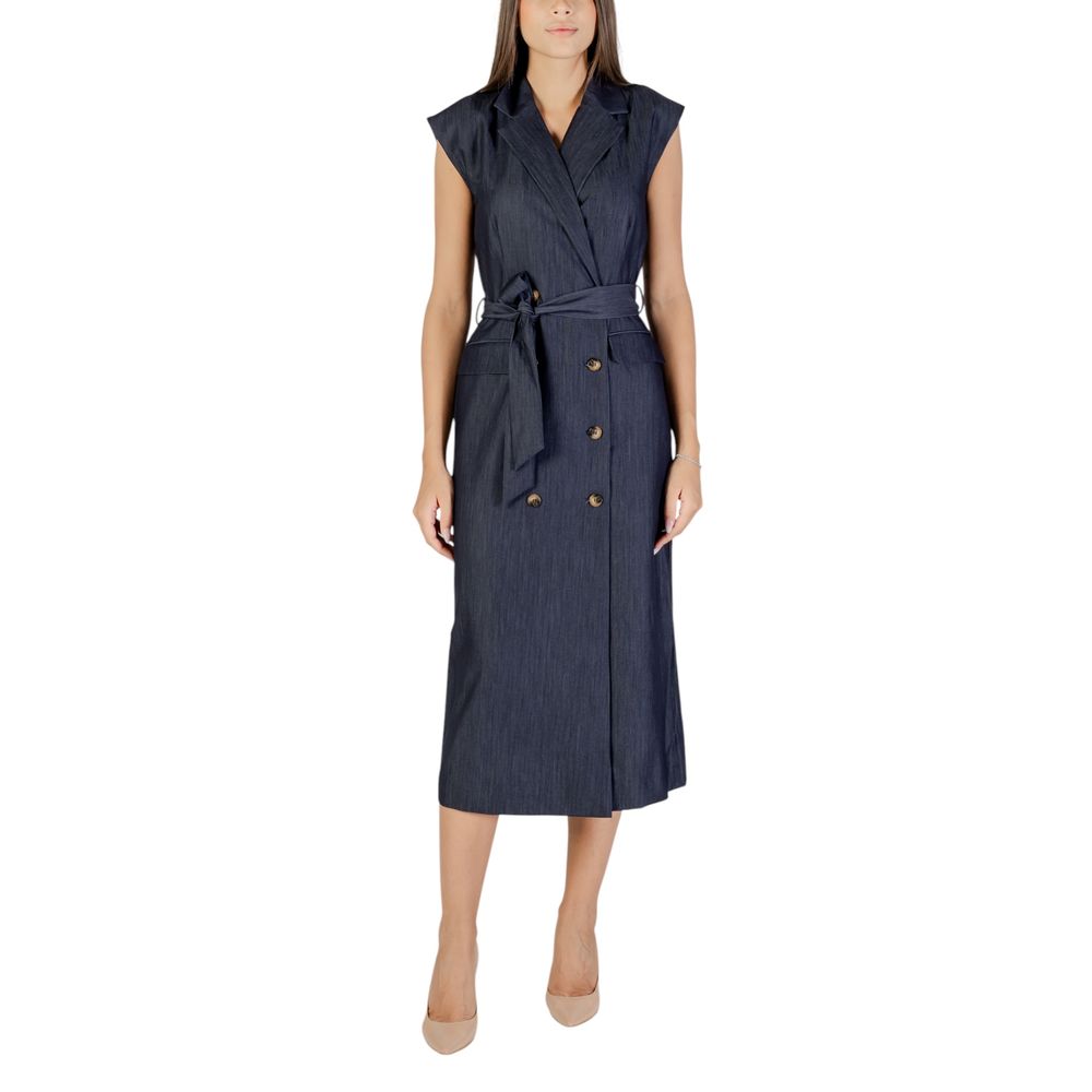 ICHI Blue Polyester Long Dress | Regal Royce