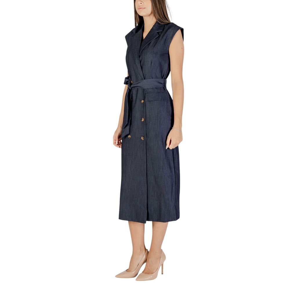 ICHI Blue Polyester Long Dress | Regal Royce