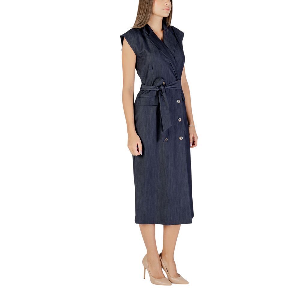 ICHI Blue Polyester Long Dress | Regal Royce