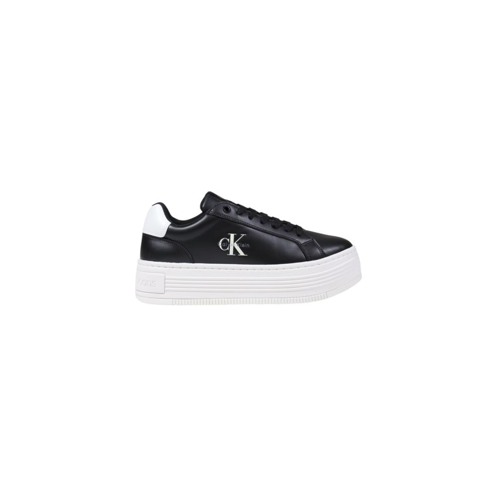 Calvin Klein Jeans Black And White Leather Platform Sneakers | Regal Royce