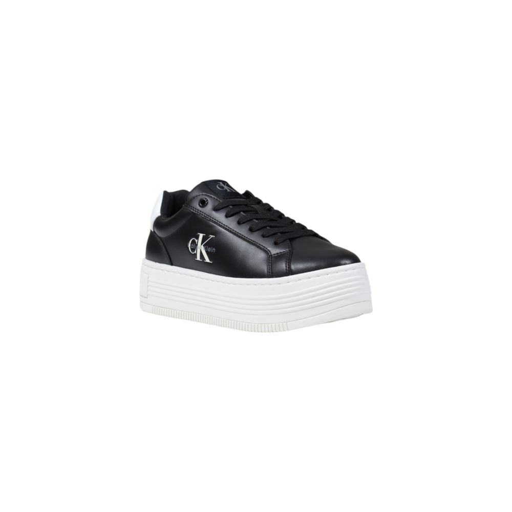 Calvin Klein Jeans Black And White Leather Platform Sneakers | Regal Royce