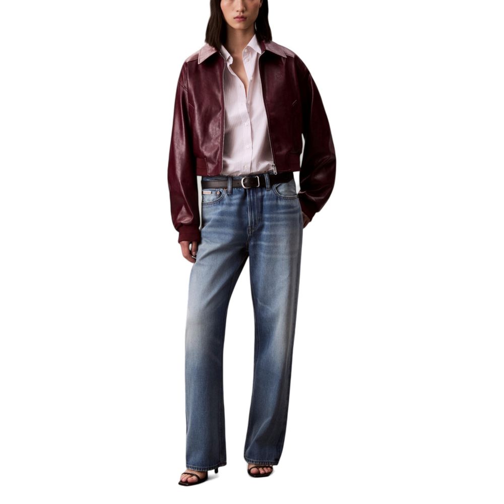 Calvin Klein Jeans Bordeaux Polyethylene Leather Jacket | Regal Royce