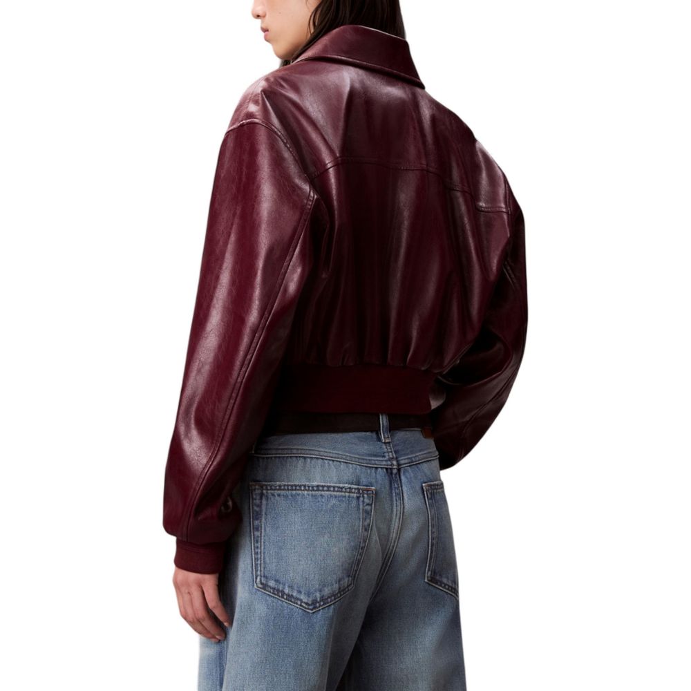 Calvin Klein Jeans Bordeaux Polyethylene Leather Jacket | Regal Royce