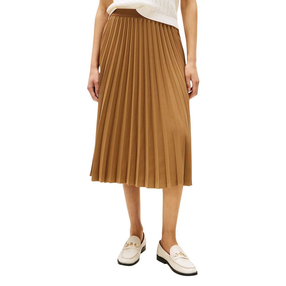 Tommy Hilfiger Brown Recycled Polyester Midi Skirt | Regal Royce