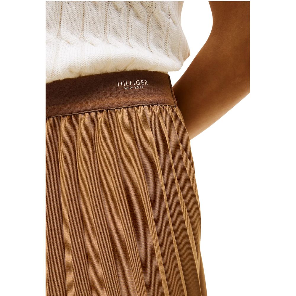 Tommy Hilfiger Brown Recycled Polyester Midi Skirt | Regal Royce