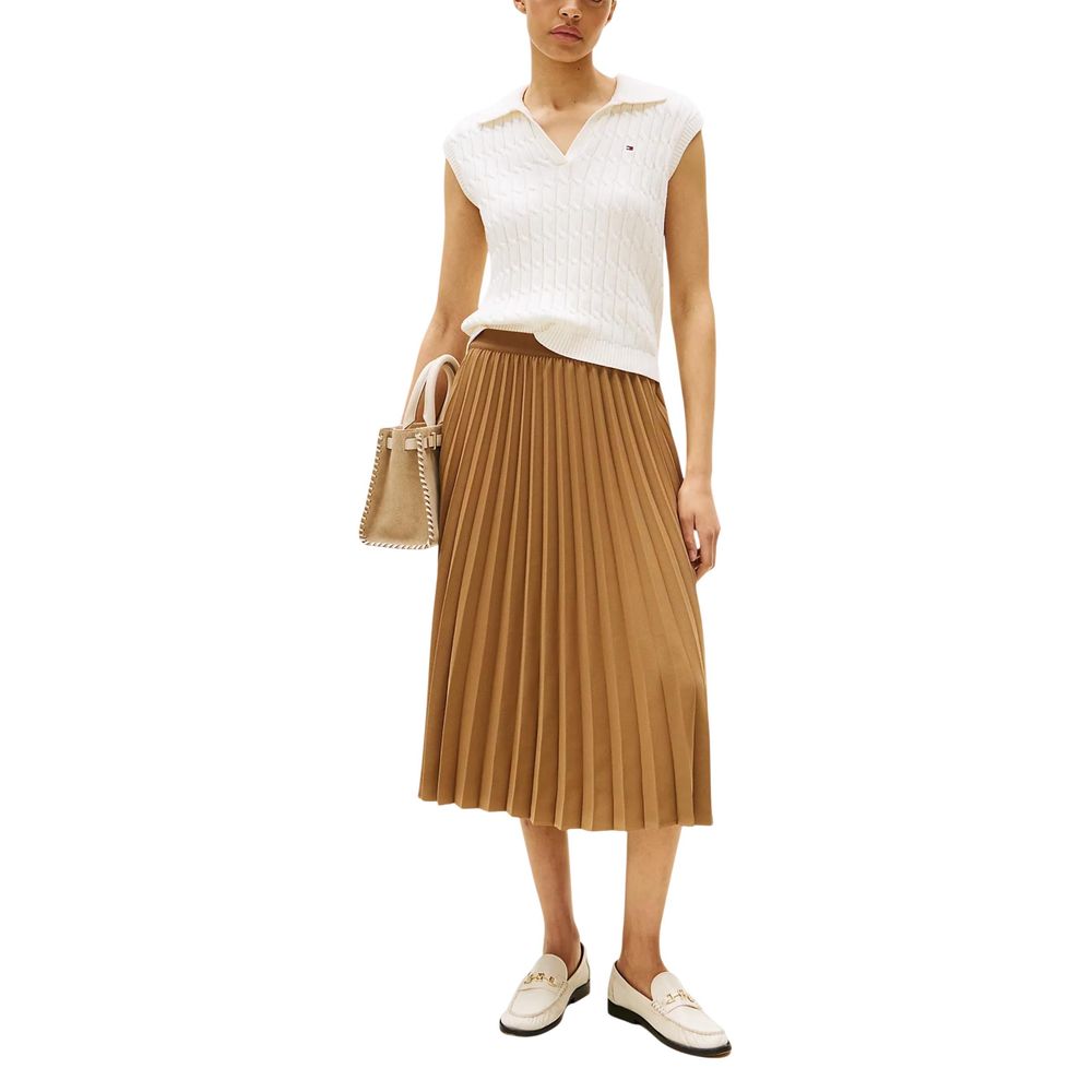 Tommy Hilfiger Brown Recycled Polyester Midi Skirt | Regal Royce