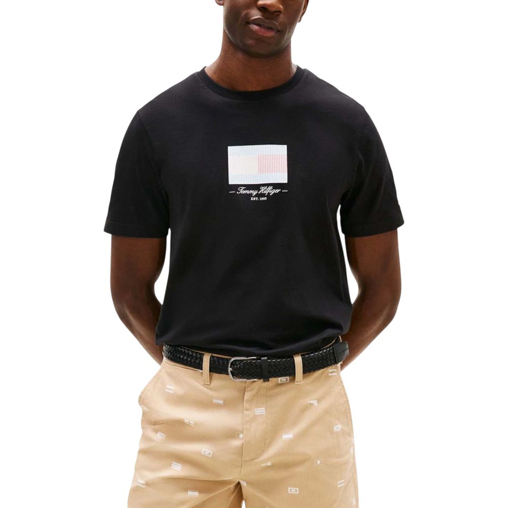 Tommy Hilfiger Black Recycled Cotton T-Shirt | Regal Royce