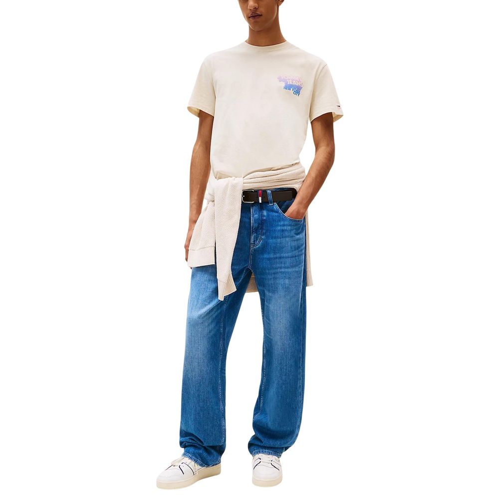 Tommy Hilfiger Jeans Beige Recycled Cotton T-Shirt | Regal Royce