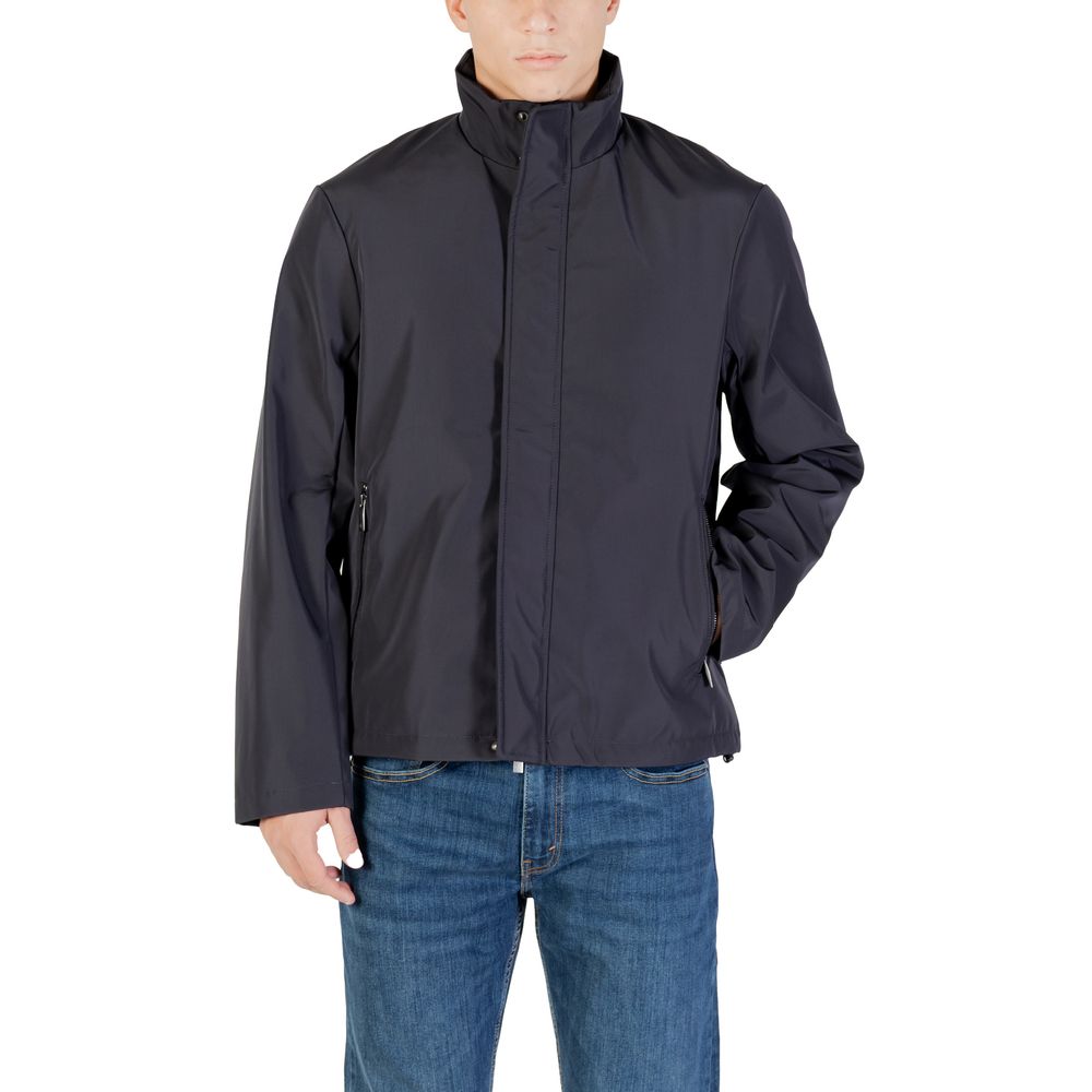 Armani Exchange Blue Polyester Full-Length Jacket | Regal Royce