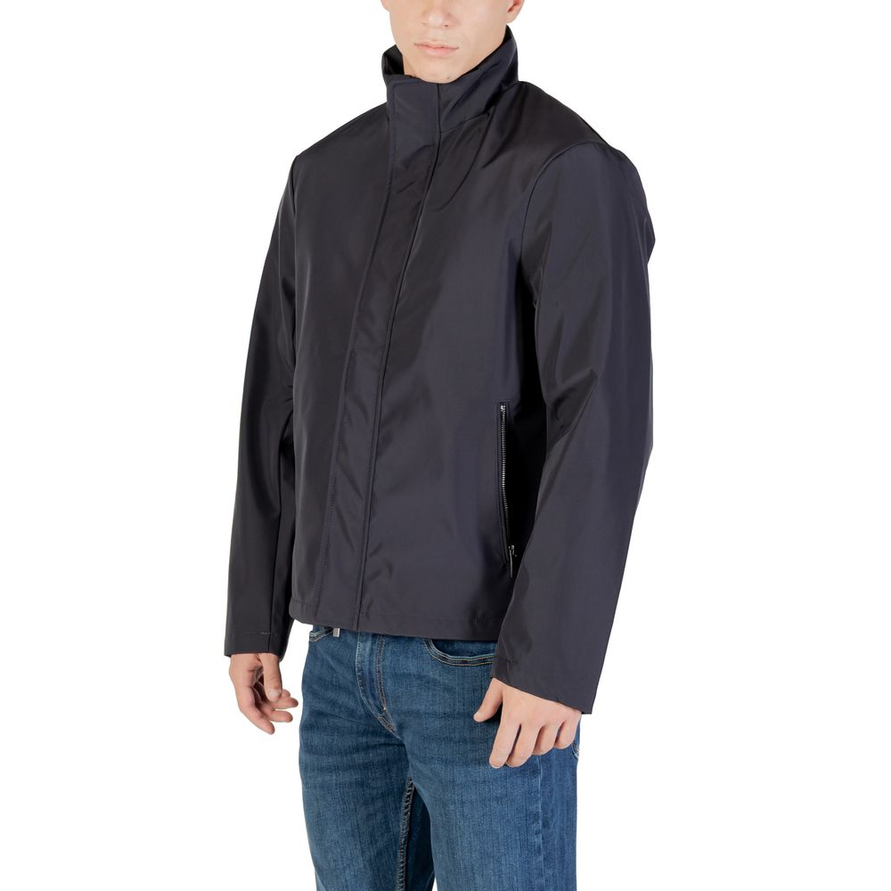 Armani Exchange Blue Polyester Full-Length Jacket | Regal Royce