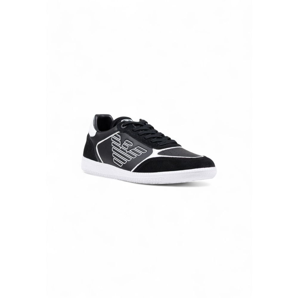 EA7 Emporio Armani Black And White Leather Athletic Sneakers | Regal Royce