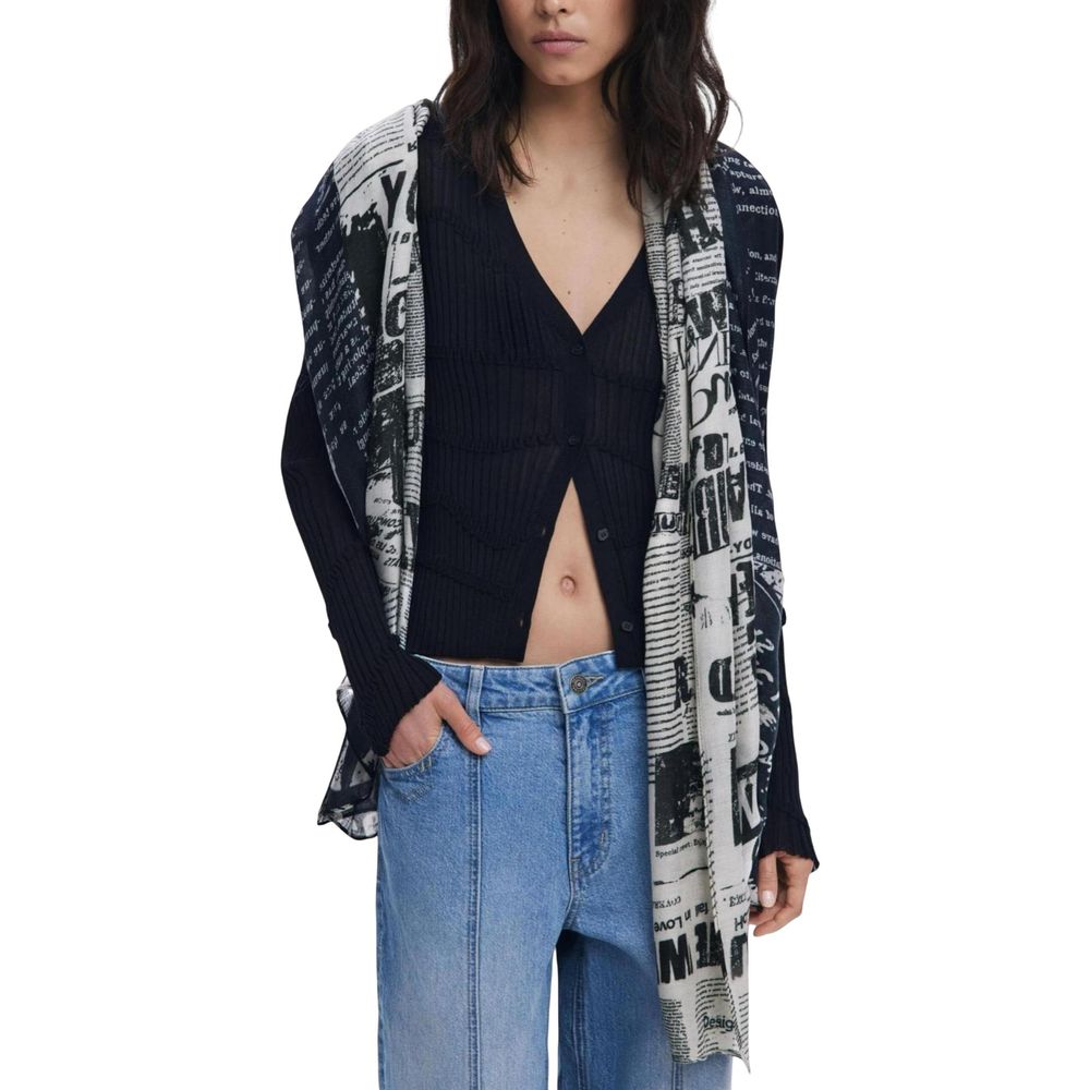 Desigual Black Viscose Scarf | Regal Royce