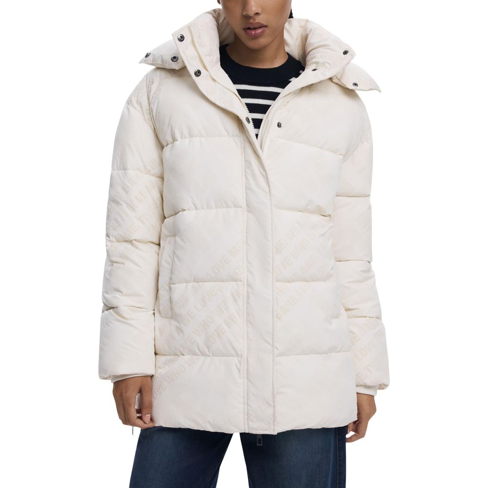 Desigual Cream Polyester Coat | Regal Royce