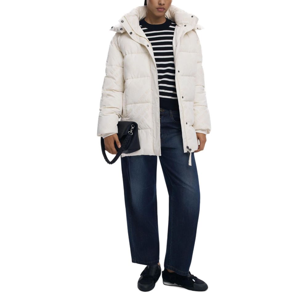 Desigual Cream Polyester Coat | Regal Royce