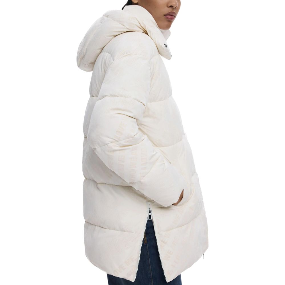 Desigual Cream Polyester Coat | Regal Royce