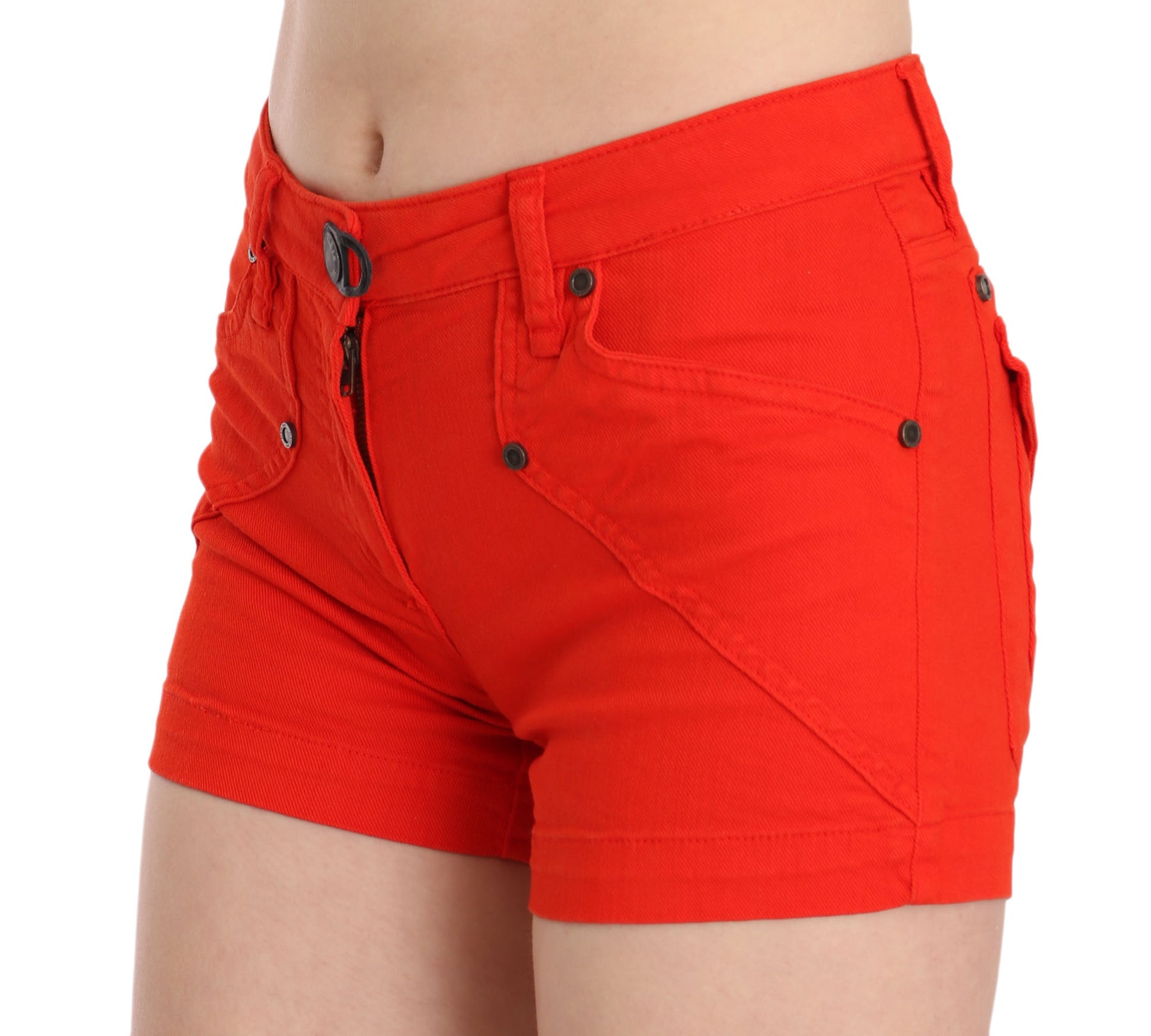 PLEIN SUD Orange Mid Waist Cotton Denim Mini | Regal Royce