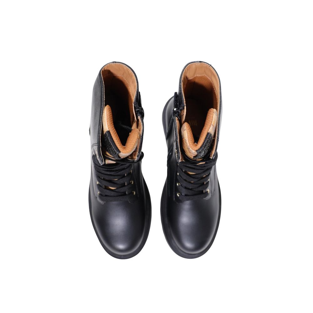 Alviero Martini Prima Classe Black Polyethylene Lace-Up Boots | Regal Royce