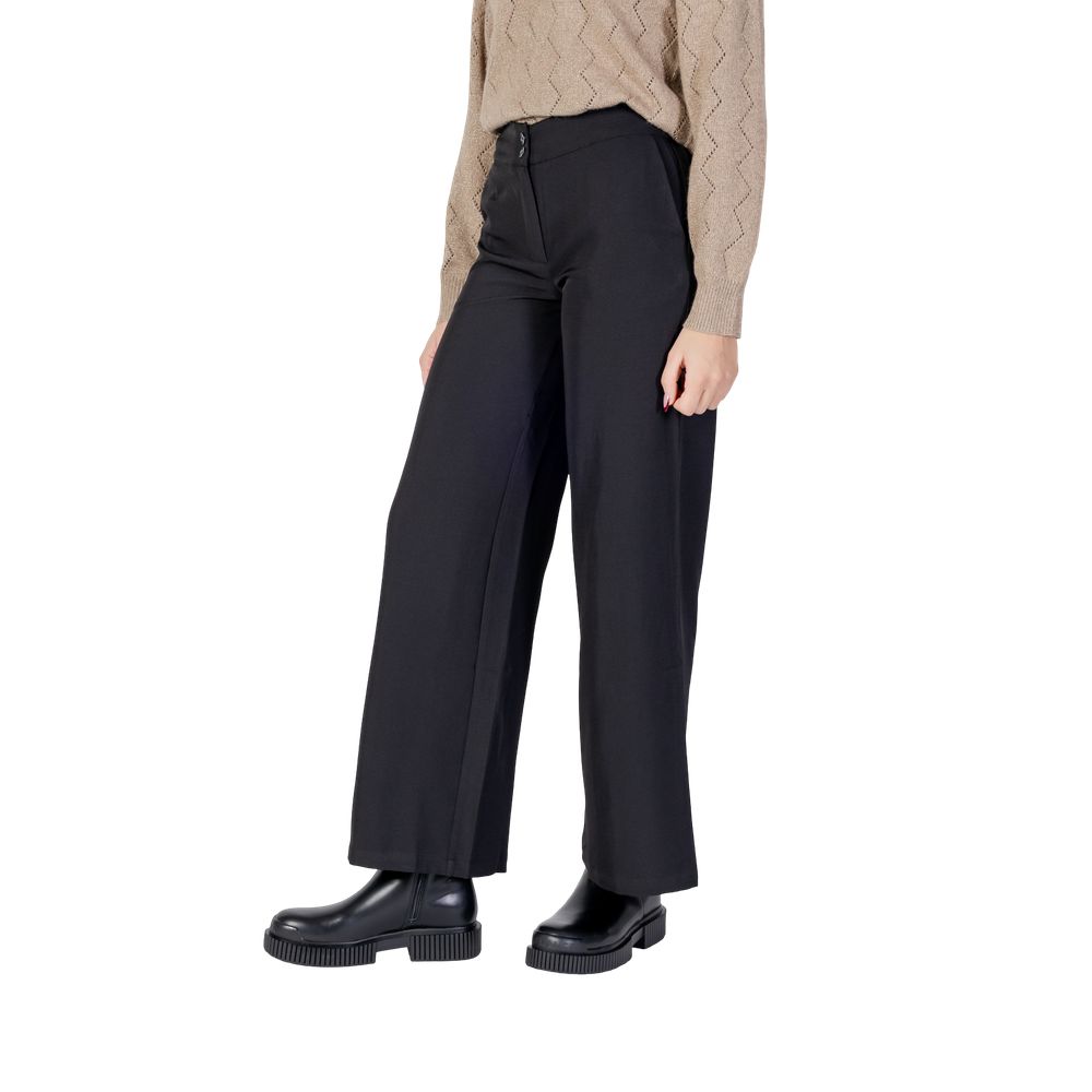 Jacqueline De Yong Black Polyester Flared Pants | Regal Royce