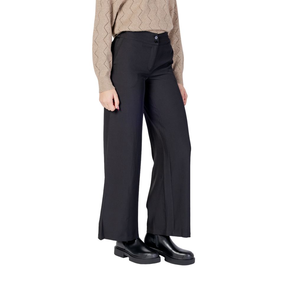 Jacqueline De Yong Black Polyester Flared Pants | Regal Royce