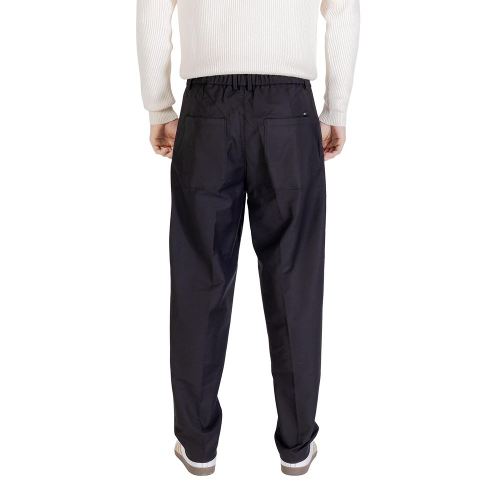 Gianni Lupo Black Cotton Casual Pants | Regal Royce