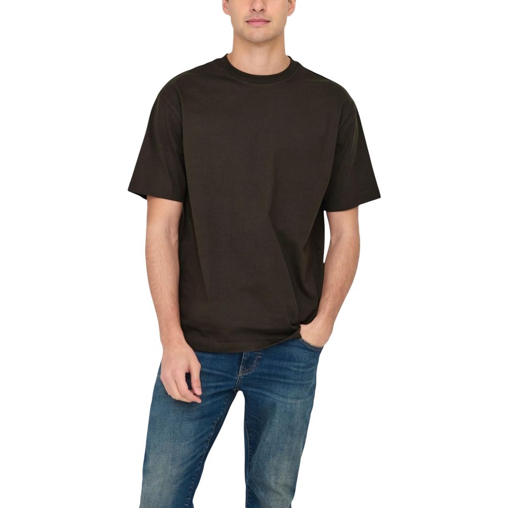 Only & Sons Brown Organic Cotton T-Shirt | Regal Royce