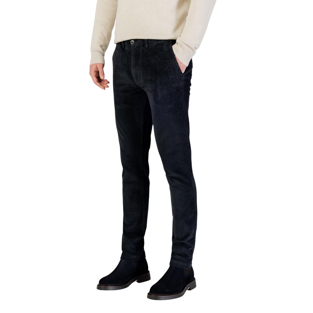 Borghese Blue Cotton Casual Pants | Regal Royce
