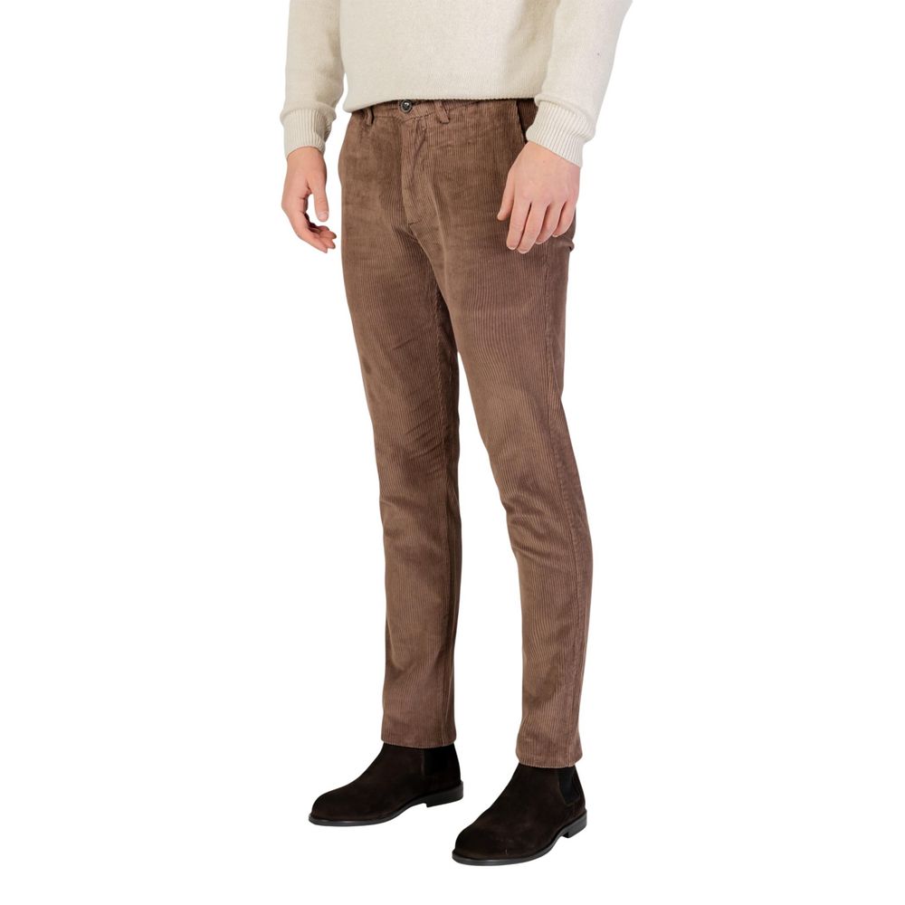 Borghese Brown Cotton Casual Pants | Regal Royce