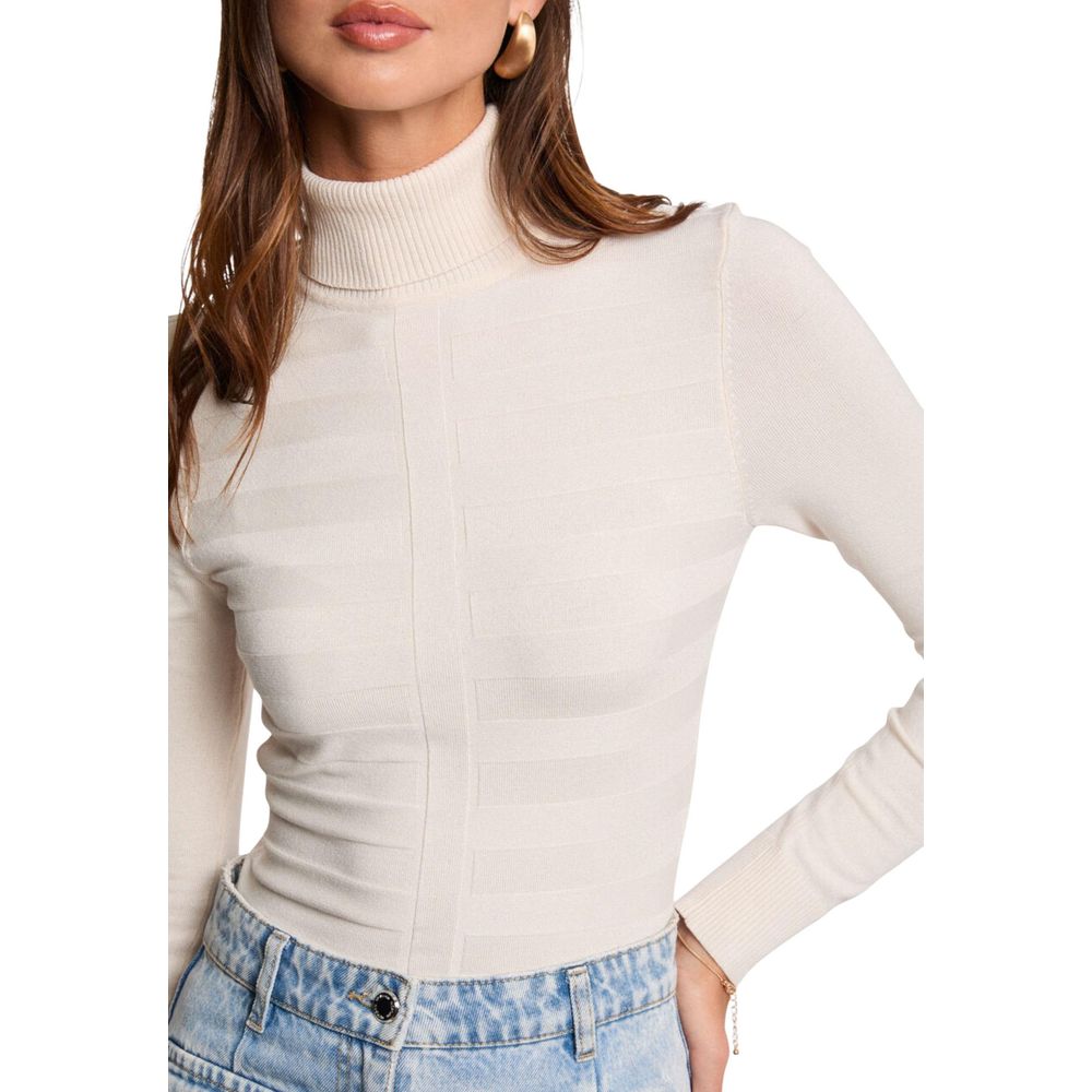 Morgan De Toi Beige Viscose Turtleneck | Regal Royce