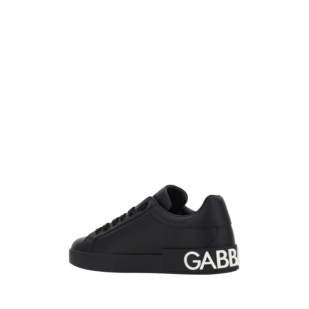 Dolce & Gabbana Black Calf Leather Bos Taurus Sneakers | Regal Royce