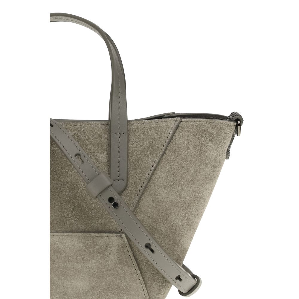 Brunello Cucinelli Brown Calf Leather Bos Taurus Shoulder Bag | Regal Royce