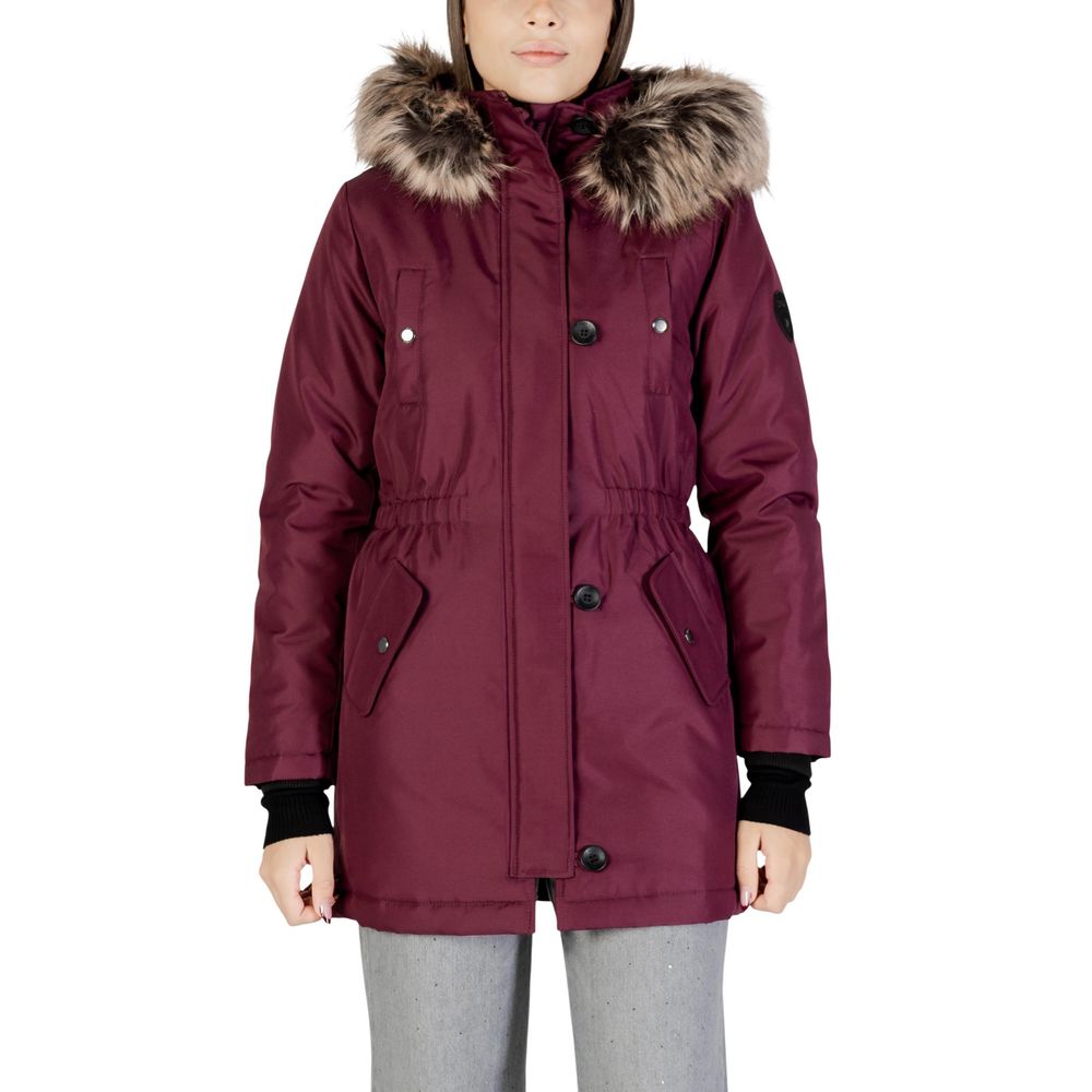 Only Bordeaux Polyester Parka | Regal Royce