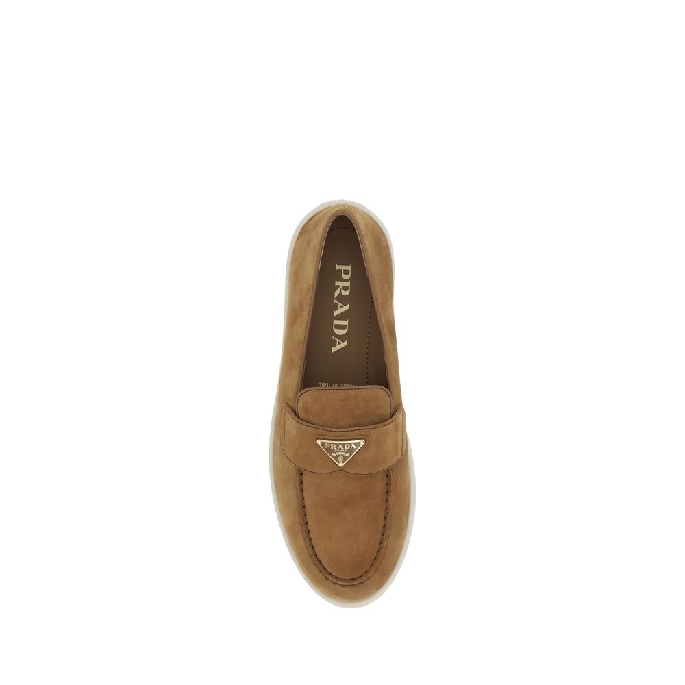 Prada Brown Calf Leather Bos Taurus Slip-On Loafers | Regal Royce