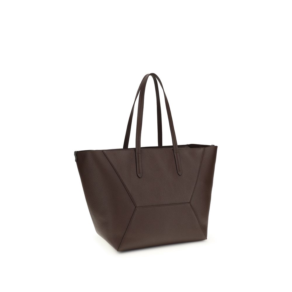 Brunello Cucinelli Brown Calf Leather Bos Taurus Shoulder Bag | Regal Royce
