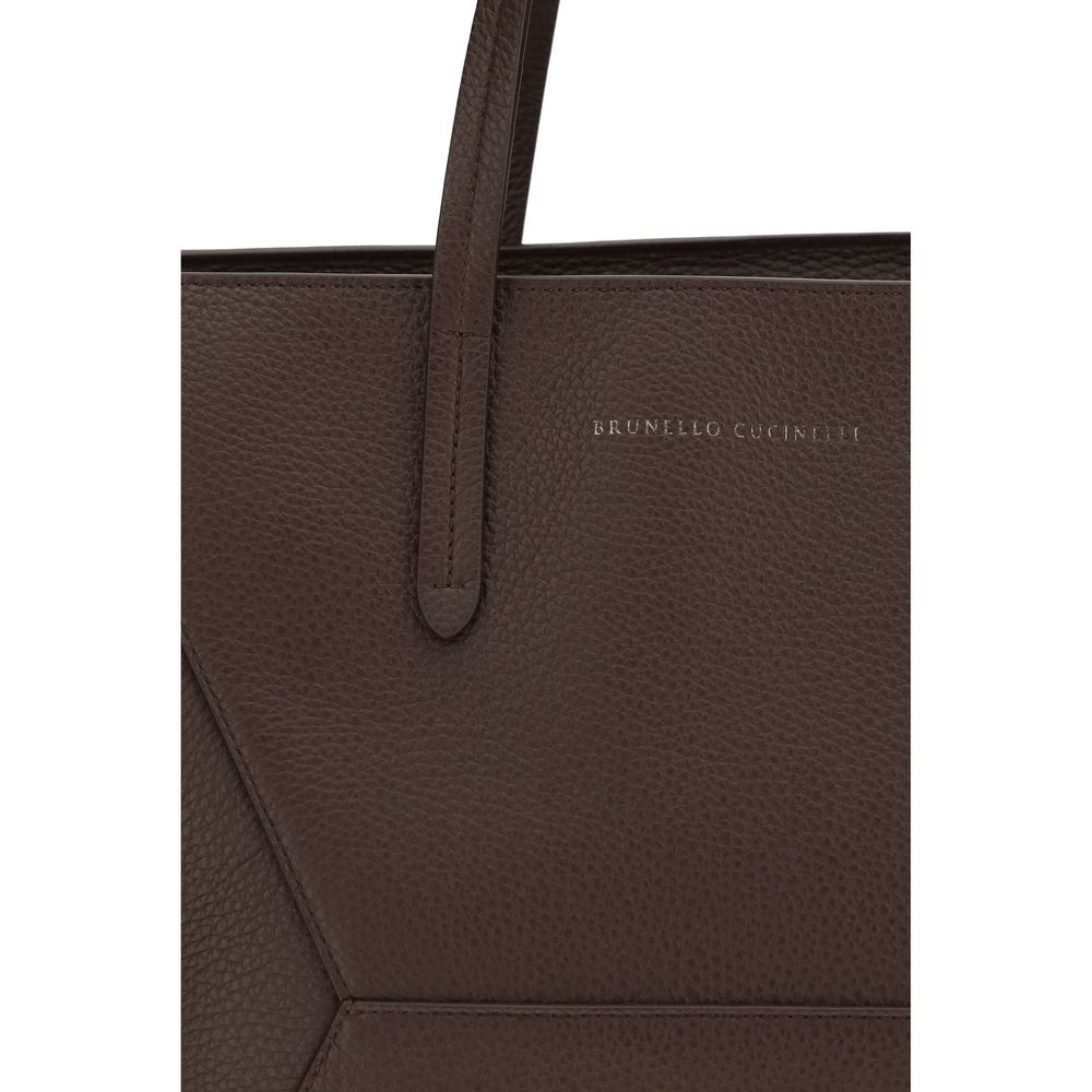 Brunello Cucinelli Brown Calf Leather Bos Taurus Shoulder Bag | Regal Royce