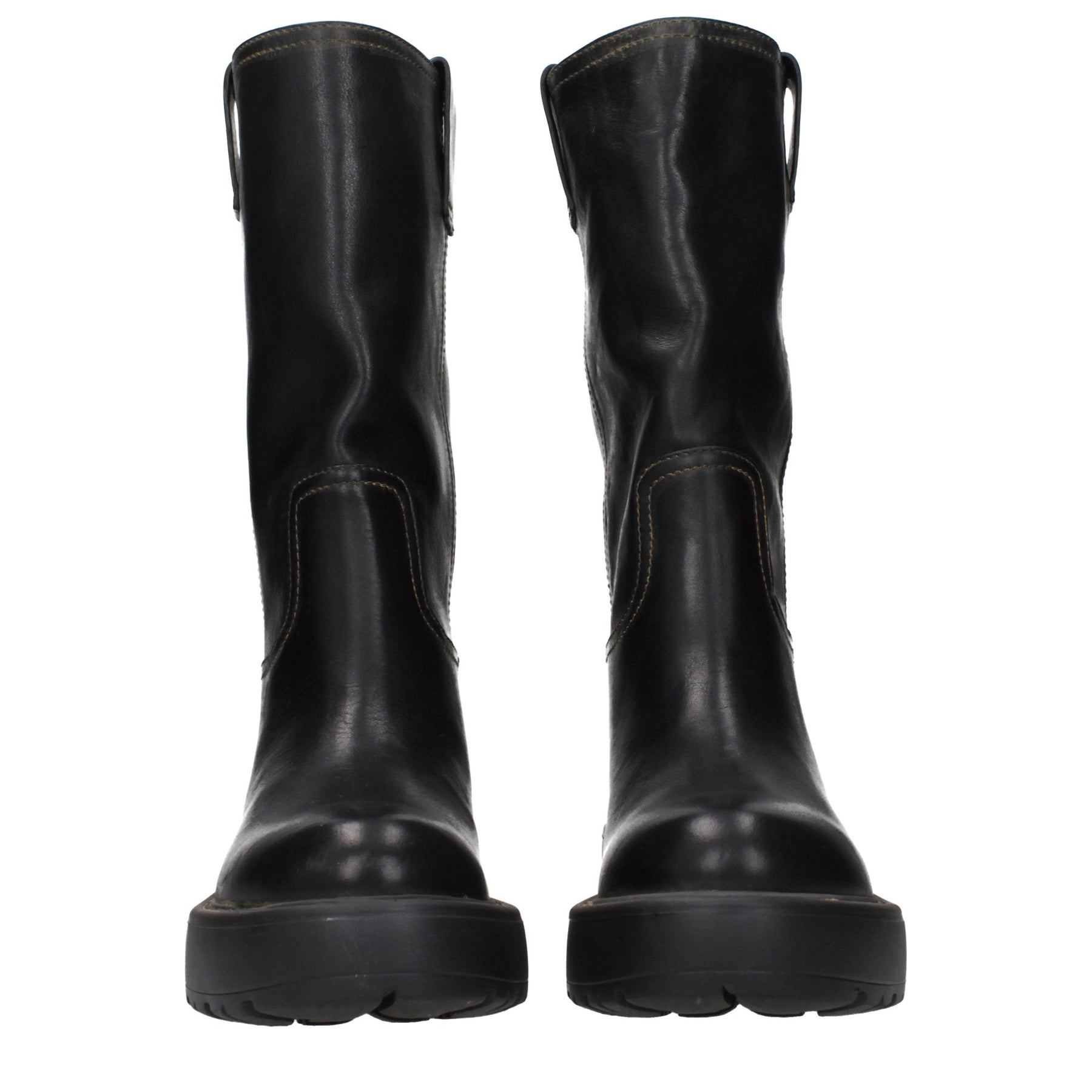 Miu Miu Black Leather Flat Boots | Regal Royce