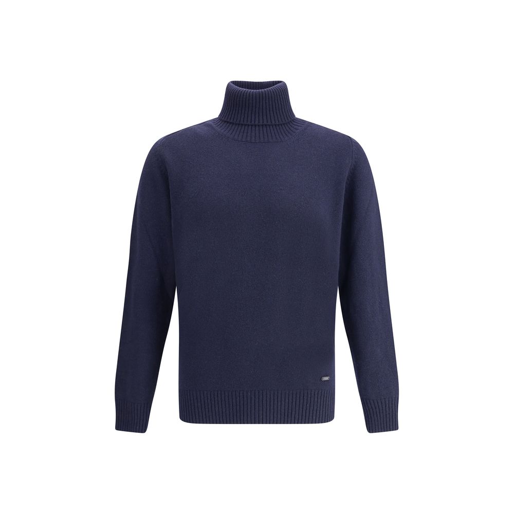 Brooksfield Blue Fleece Wool Turtleneck | Regal Royce