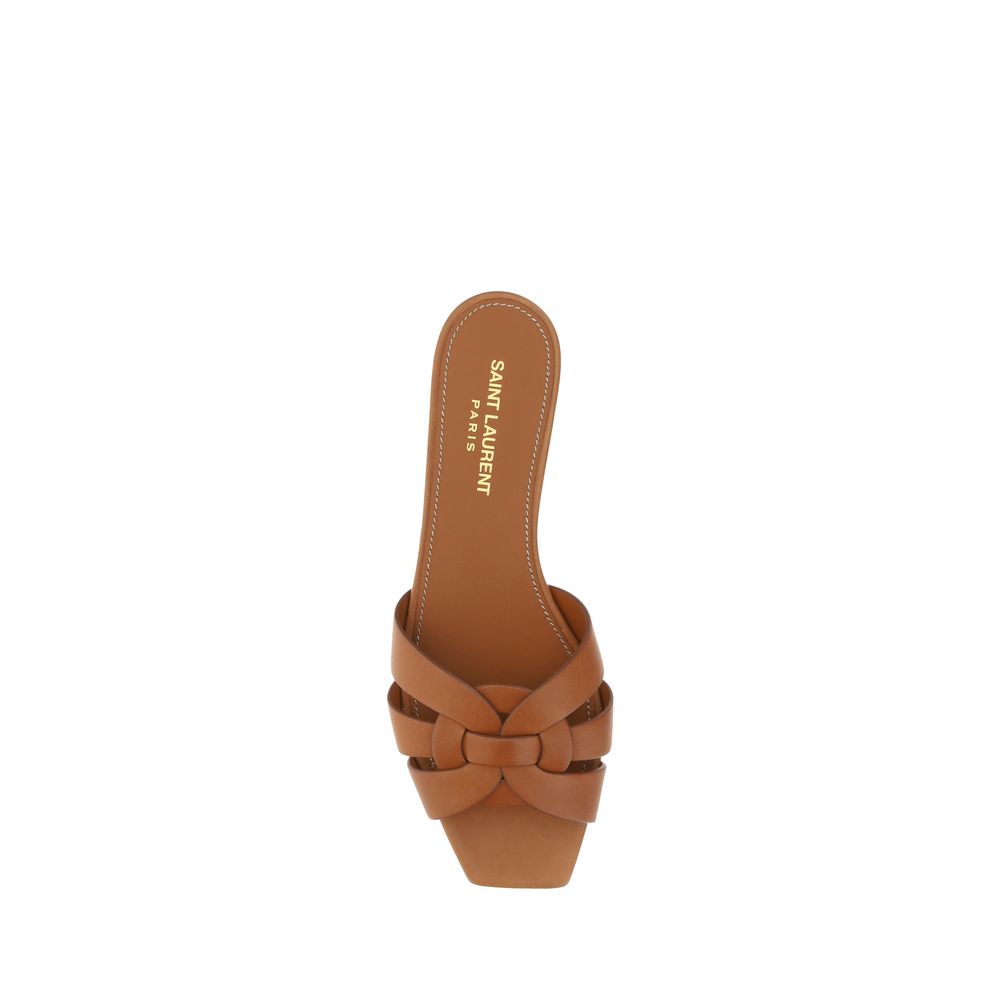 Saint Laurent Brown Calf Leather Bos Taurus Flat Sandals | Regal Royce