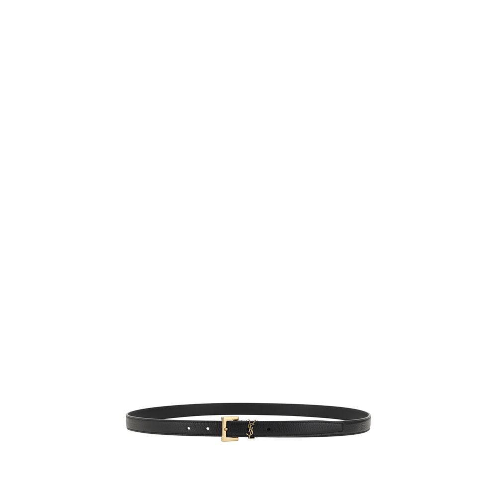 Saint Laurent Black Calf Leather Bos Taurus Regular Belt | Regal Royce