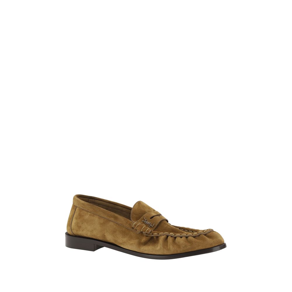 Saint Laurent Brown Calf Leather Bos Taurus Slip-On Loafers | Regal Royce